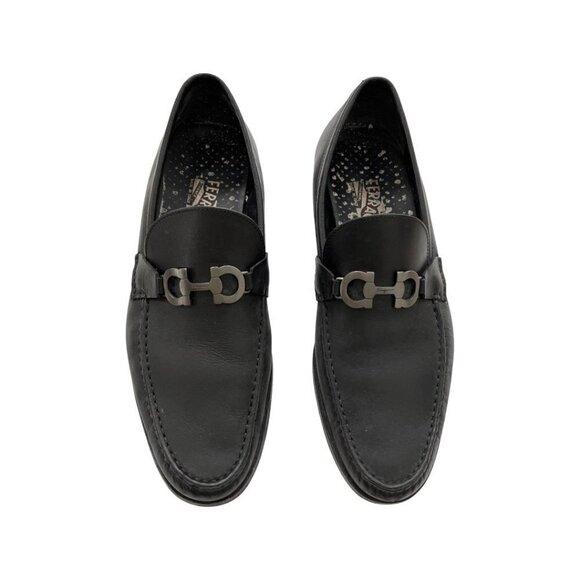 Salvatore Ferragamo black leather men classic slip ons shoes size 10EE main image 5